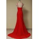 Elegant Beaded Long Red Chiffon Prom Evening Formal Dresses ED011644