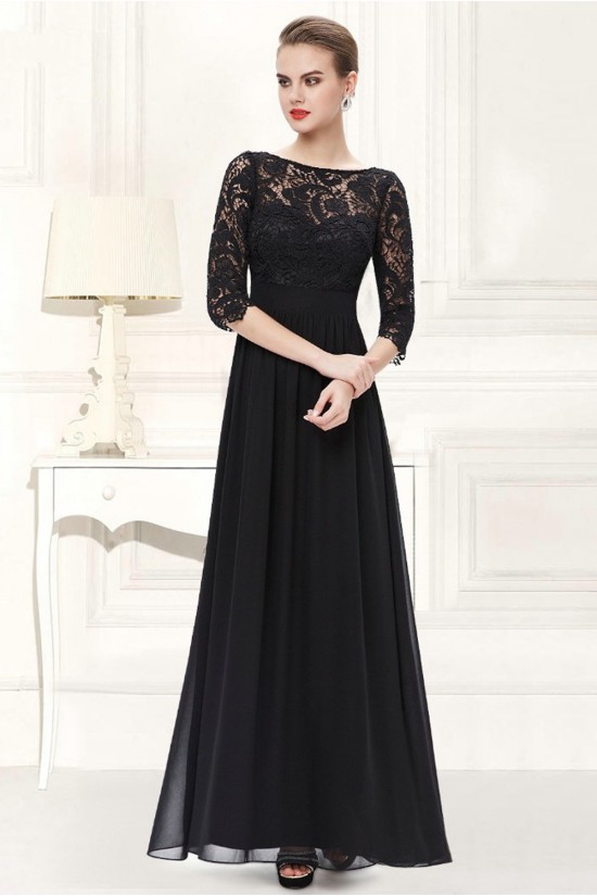 A-Line Half Sleeve Long Black Lace and Chiffon Prom Evening Formal Dresses ED011645 A-Line Half Sleeve Long Black Lace and Chiffon Prom Evening Formal Dresses ED011645