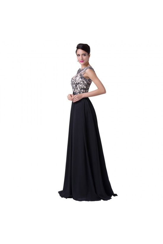 A-Line Beaded Long Black Chiffon Prom Evening Formal Dresses ED011651 A-Line Beaded Long Black Chiffon Prom Evening Formal Dresses ED011651
