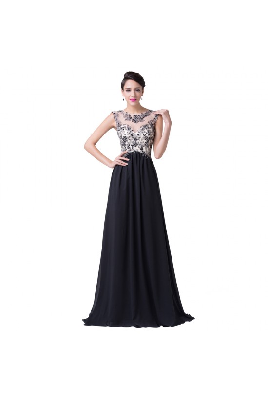 A-Line Beaded Long Black Chiffon Prom Evening Formal Dresses ED011651 A-Line Beaded Long Black Chiffon Prom Evening Formal Dresses ED011651