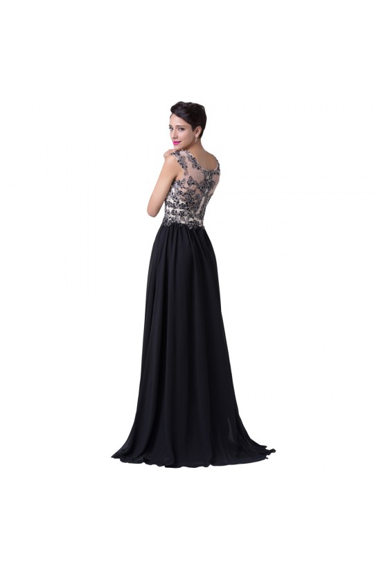 A-Line Beaded Long Black Chiffon Prom Evening Formal Dresses ED011651 A-Line Beaded Long Black Chiffon Prom Evening Formal Dresses ED011651