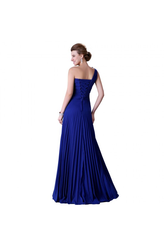 A-Line One-Shoulder Pleated Long Blue Chiffon Prom Evening Bridesmaid Dresses ED011656 A-Line One-Shoulder Pleated Long Blue Chiffon Prom Evening Bridesmaid Dresses ED011656