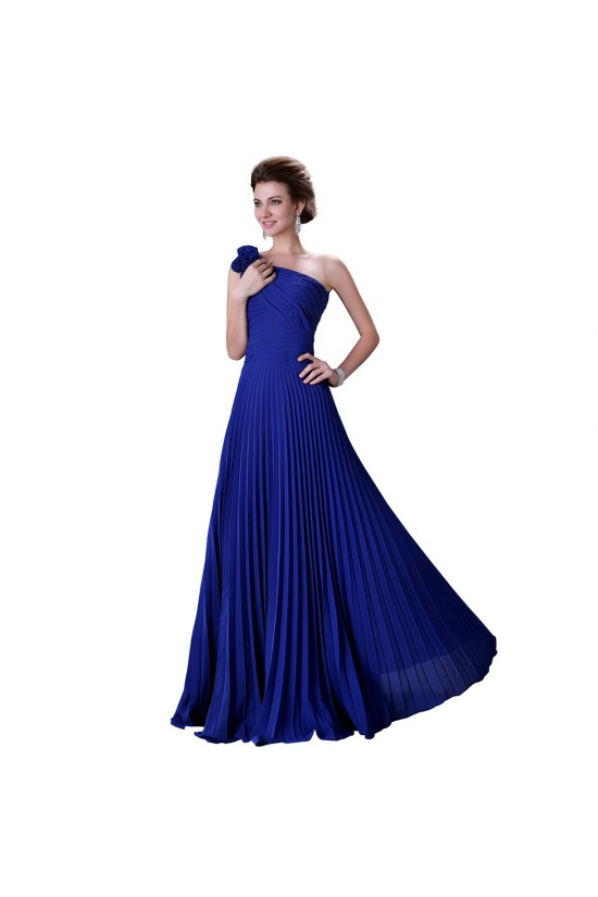 A-Line One-Shoulder Pleated Long Blue Chiffon Prom Evening Bridesmaid Dresses ED011656 A-Line One-Shoulder Pleated Long Blue Chiffon Prom Evening Bridesmaid Dresses ED011656