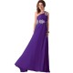 A-Line One-Shoulder Beaded Long Blue Chiffon Prom Evening Formal Dresses ED011660