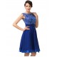 A-Line Bateau Beaded Applique Short Blue Prom Evening Formal Dresses ED011661 A-Line Bateau Beaded Applique Short Blue Prom Evening Formal Dresses ED011661