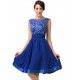 A-Line Bateau Beaded Applique Short Blue Prom Evening Formal Dresses ED011661 A-Line Bateau Beaded Applique Short Blue Prom Evening Formal Dresses ED011661
