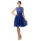 A-Line Bateau Beaded Applique Short Blue Prom Evening Formal Dresses ED011661