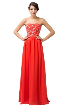 Elegant A-Line Sweetheart Beaded Long Chiffon Prom Evening Formal Dresses ED011662