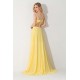 A-Line Bateau Long Yellow Chiffon Prom Evening Formal Dresses ED011667
