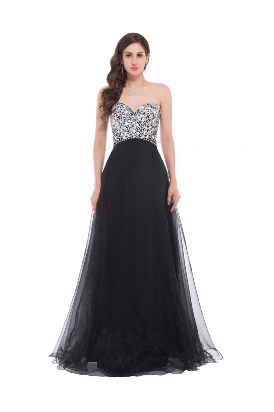 A-Line Sweetheart Beaded Long Black Prom Evening Formal Dresses ED011672 A-Line Sweetheart Beaded Long Black Prom Evening Formal Dresses ED011672