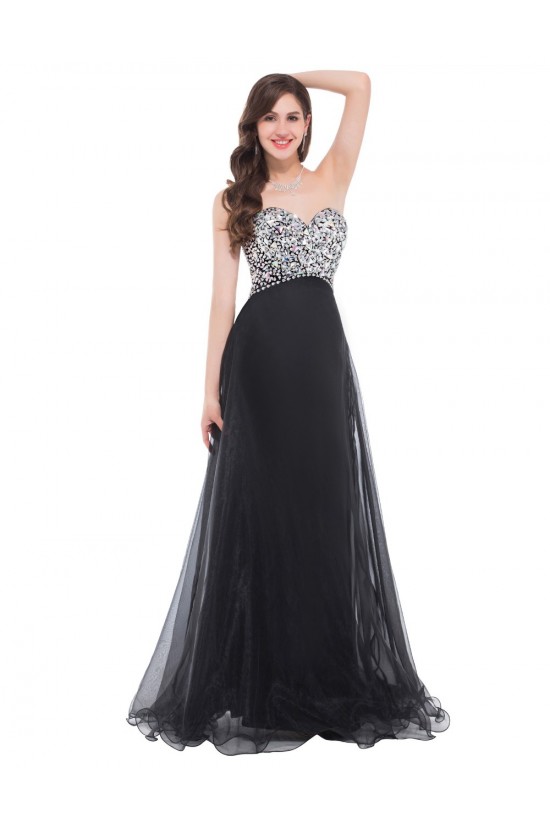 A-Line Sweetheart Beaded Long Black Prom Evening Formal Dresses ED011672 A-Line Sweetheart Beaded Long Black Prom Evening Formal Dresses ED011672