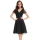 A-Line V-Neck Short Purple Chiffon Prom Evening Bridesmaid Dresses ED011675