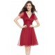 A-Line V-Neck Short Purple Chiffon Prom Evening Bridesmaid Dresses ED011675
