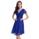 A-Line V-Neck Short Purple Chiffon Prom Evening Bridesmaid Dresses ED011675