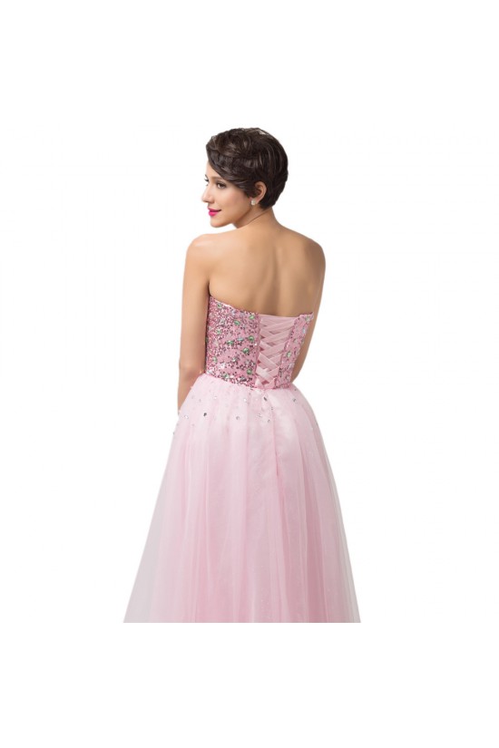 A-Line Sweetheart Beaded Long Pink Tulle Prom Evening Formal Dresses ED011676 A-Line Sweetheart Beaded Long Pink Tulle Prom Evening Formal Dresses ED011676