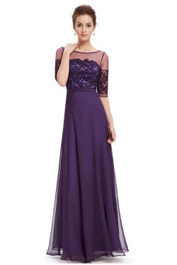 A-Line Half Sleeve Lace and Chiffon Prom Evening Formal Mother of the Bride Dresses ED011680