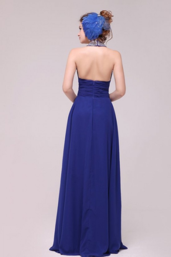 High Neck Halter Beaded Long Blue Chiffon Prom Evening Formal Party Dresses ED010187 High Neck Halter Beaded Long Blue Chiffon Prom Evening Formal Party Dresses ED010187