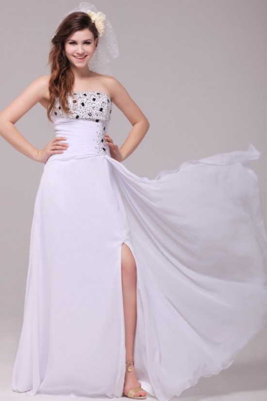Long White Chiffon Beaded Prom Evening Formal Party Dresses ED010188 Long White Chiffon Beaded Prom Evening Formal Party Dresses ED010188