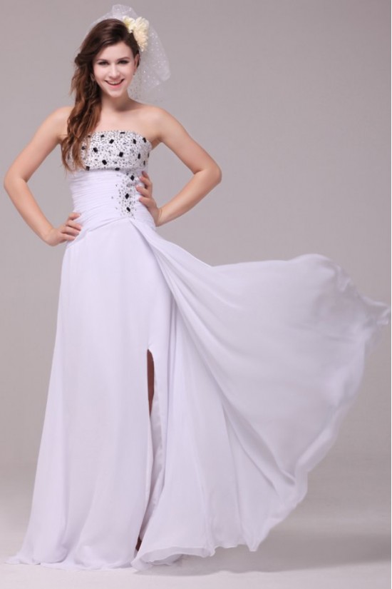Long White Chiffon Beaded Prom Evening Formal Party Dresses ED010188 Long White Chiffon Beaded Prom Evening Formal Party Dresses ED010188