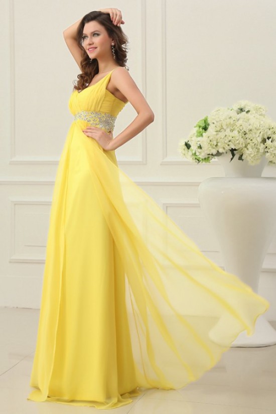 A-Line One-Shoulder Beaded Long Yellow Chiffon Prom Evening Formal Party Dresses/Maternity Evening Dresses ED010199 A-Line One-Shoulder Beaded Long Yellow Chiffon Prom Evening Formal Party Dresses/Maternity Evening Dresses ED010199