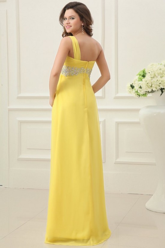 A-Line One-Shoulder Beaded Long Yellow Chiffon Prom Evening Formal Party Dresses/Maternity Evening Dresses ED010199 A-Line One-Shoulder Beaded Long Yellow Chiffon Prom Evening Formal Party Dresses/Maternity Evening Dresses ED010199