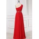A-Line One-Shoulder Beaded Long Red Chiffon Prom Evening Formal Party Dresses ED010203