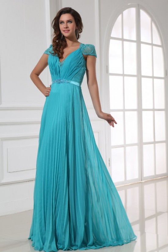 A-Line Cap Sleeve Pleated Long Blue Chiffon and Lace Prom Evening Formal Party Dresses ED010204 A-Line Cap Sleeve Pleated Long Blue Chiffon and Lace Prom Evening Formal Party Dresses ED010204