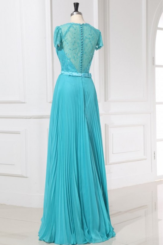 A-Line Cap Sleeve Pleated Long Blue Chiffon and Lace Prom Evening Formal Party Dresses ED010204 A-Line Cap Sleeve Pleated Long Blue Chiffon and Lace Prom Evening Formal Party Dresses ED010204