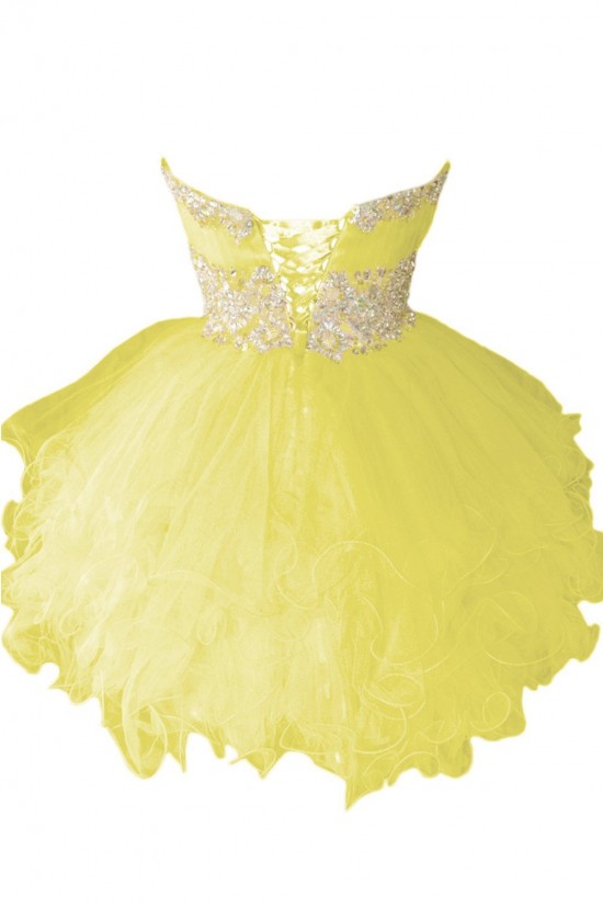 Beaded Strapless Short Yellow Prom Evening Formal Party Dresses ED010218 Beaded Strapless Short Yellow Prom Evening Formal Party Dresses ED010218