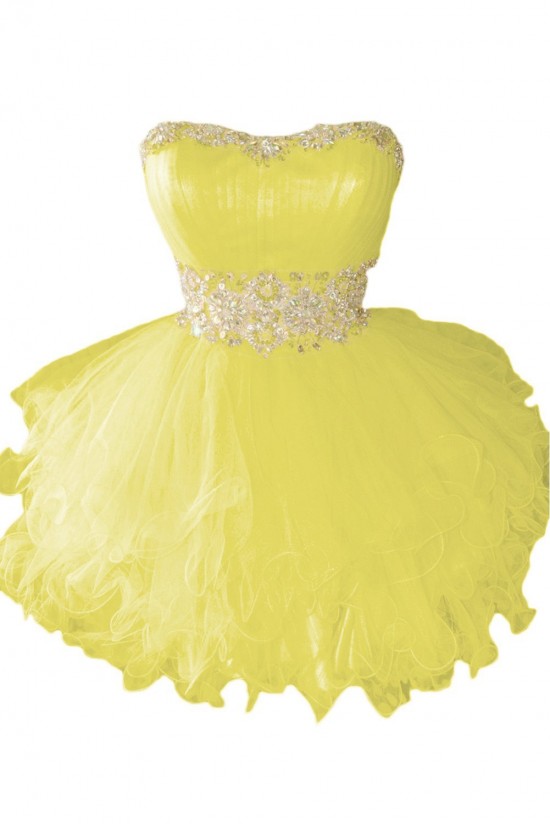 Beaded Strapless Short Yellow Prom Evening Formal Party Dresses ED010218 Beaded Strapless Short Yellow Prom Evening Formal Party Dresses ED010218