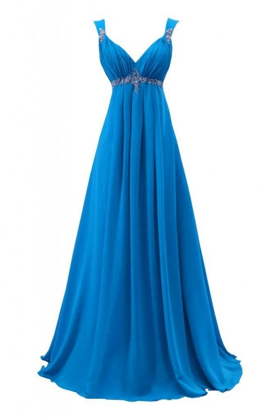 A-Line Beaded Long Blue Chiffon Prom Evening Formal Party Dresses ED010219 A-Line Beaded Long Blue Chiffon Prom Evening Formal Party Dresses ED010219