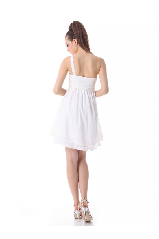 Short White One-Shoulder Chiffon Prom Evening Formal Party Dresses ED010250