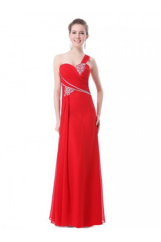 One-Shoulder Long Red Chiffon Prom Evening Formal Party Dresses ED010256 One-Shoulder Long Red Chiffon Prom Evening Formal Party Dresses ED010256