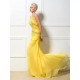 Trumpet/Mermaid One-Shoulder Beaded Long Yellow Chiffon Prom Evening Formal Party Dresses ED010259 Trumpet/Mermaid One-Shoulder Beaded Long Yellow Chiffon Prom Evening Formal Party Dresses ED010259