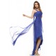 High Low One-Shoulder Blue Prom Evening Formal Party Dresses ED010260