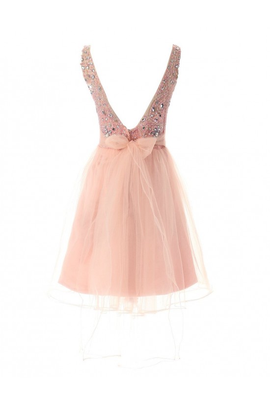 Beaded Short Pink Chiffon Prom Evening Formal Party Dresses ED010283