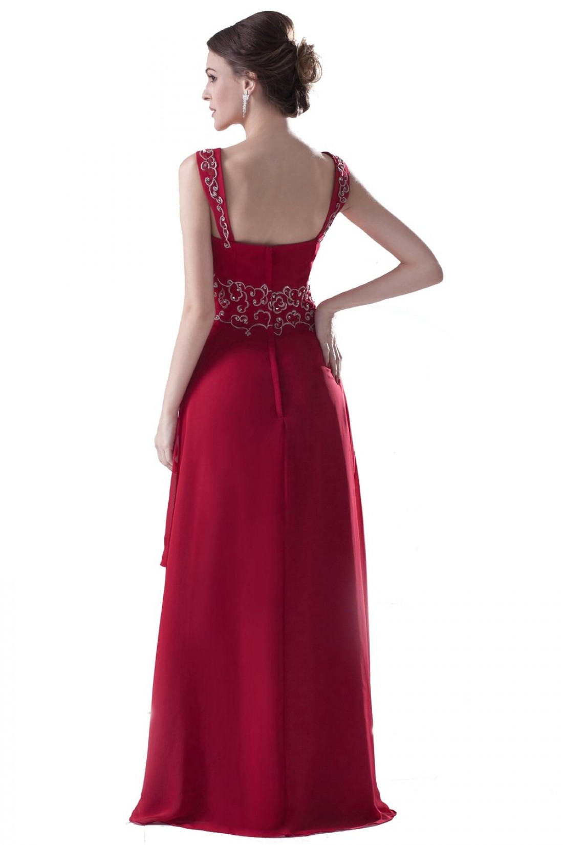 Black Lace A-line Strapless Beaded Long Formal Dress, Black Floor Length Evening Dress