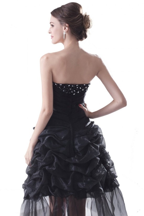 High Low Beaded Long Black Prom Evening Formal Party Dresses ED010297