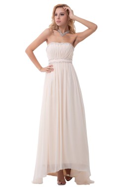A-Line Strapless Long Beaded Chiffon Prom Evening Formal Party Dresses ED010313
