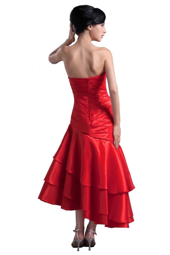 A-Line Strapless Short Red Prom Evening Formal Party Dresses ED010341