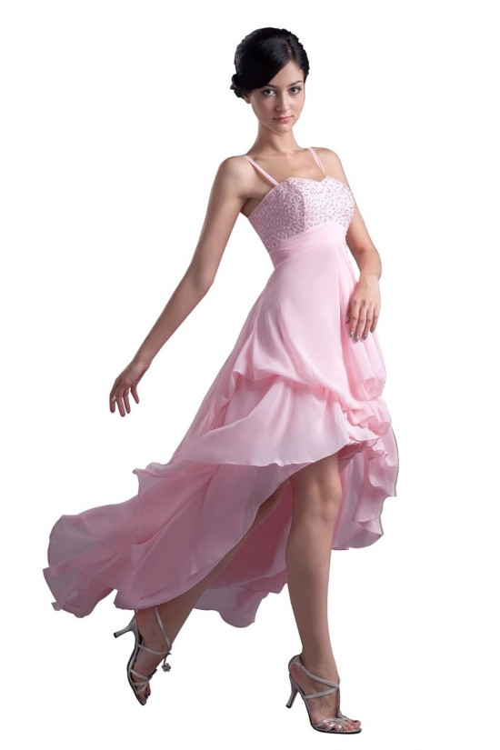 A-Line High Low Short Beaded Pink Prom Evening Formal Party Dresses ED010346 A-Line High Low Short Beaded Pink Prom Evening Formal Party Dresses ED010346