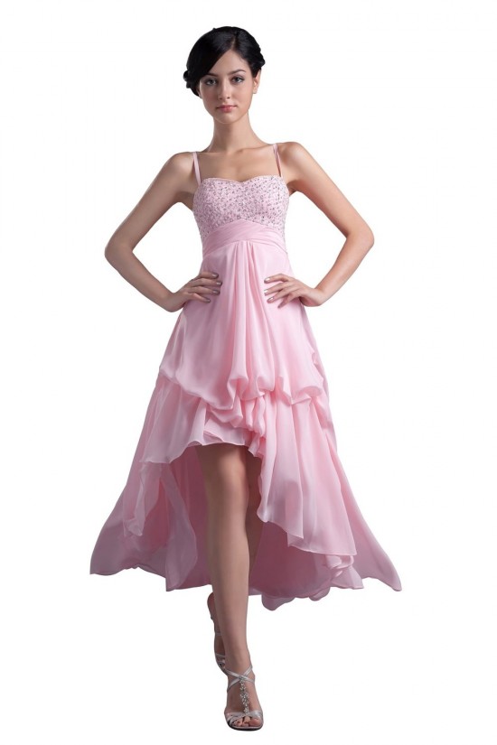 A-Line High Low Short Beaded Pink Prom Evening Formal Party Dresses ED010346 A-Line High Low Short Beaded Pink Prom Evening Formal Party Dresses ED010346