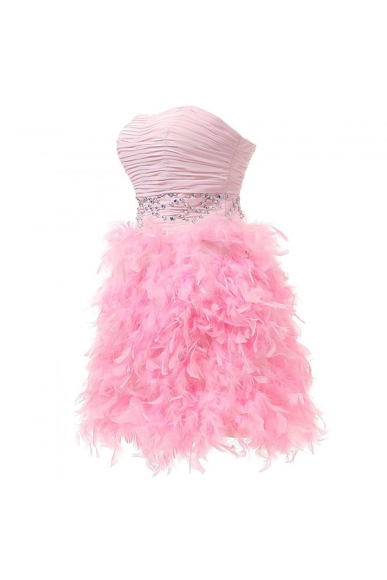 Beaded Strapless Short Pink Prom Evening Formal Party Dresses ED010356