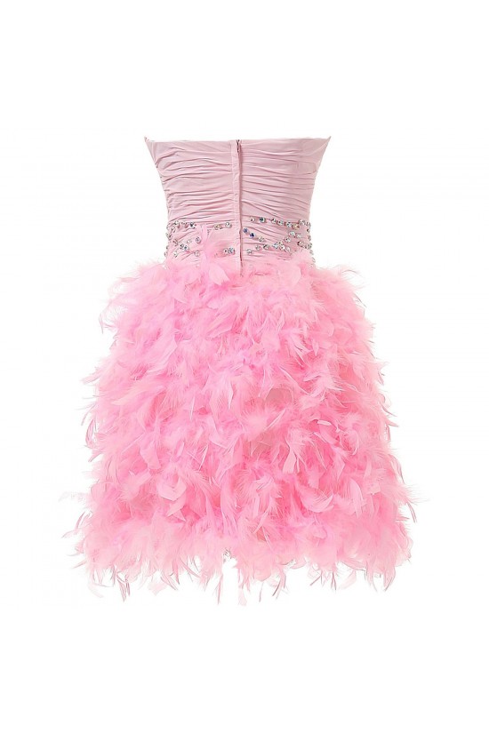 Beaded Strapless Short Pink Prom Evening Formal Party Dresses ED010356