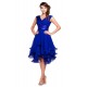 A-Line Princess V-Neck Short Royal Blue Chiffon Prom Bridesmaid Party Dresses ED010372