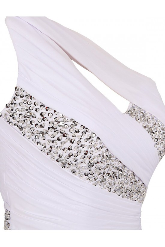 Trumpet/Mermaid One-Shoulder Beaded Long Chiffon Prom Evening Formal Party Dresses ED010373