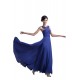 A-Line Long Blue Beaded Chiffon Prom Evening Formal Party Dresses ED010388