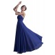 A-Line Long Blue Beaded Chiffon Prom Evening Formal Party Dresses ED010388