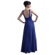 A-Line Long Blue Beaded Chiffon Prom Evening Formal Party Dresses ED010388