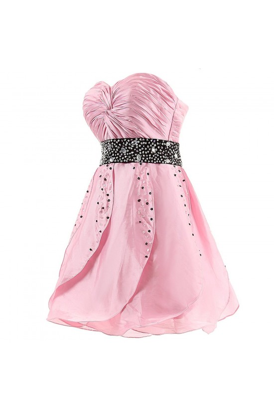 A-Line Sweetheart Beaded Short Pink Prom Evening Formal Party Dresses ED010391